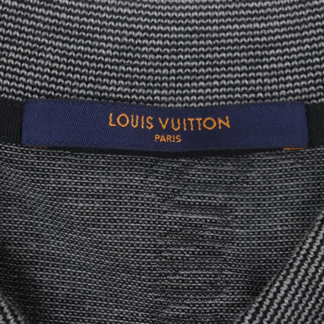 極美品▼LOUIS VUITTON ルイヴィトン コットン ロゴ総柄 ショートスリーブ 半袖ポロシャツ ブラック系 M イタリア製 正規品 メンズ_6