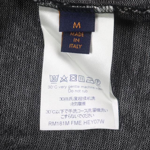 極美品▼LOUIS VUITTON ルイヴィトン コットン ロゴ総柄 ショートスリーブ 半袖ポロシャツ ブラック系 M イタリア製 正規品 メンズ_7