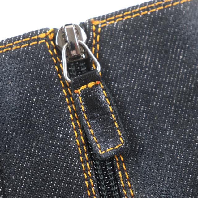 美品▼GUCCI グッチ 761989 シェリーライン ウェブライン ヴィンテージ加工 サイドジップ レースアップ デニムブーツ 6.5 メンズ