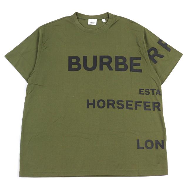 美品○BURBERRY バーバリー 8055249 HARLFORD ラバーロゴ ホースフェリープリント クルーネック 半袖Ｔシャツ M 正規品 メンズ