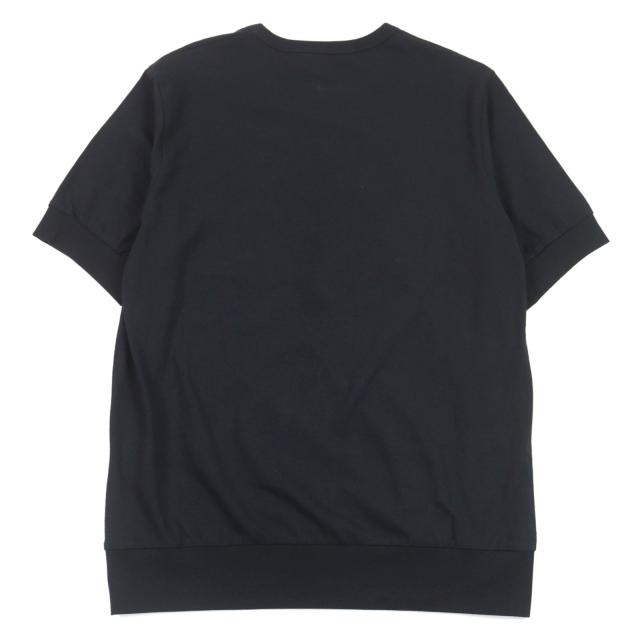 未使用品○ANTICIPO アンティーチポ INZOLIA インツォリア ロゴタグ付き スムースコットン Vネック リブ切替 半袖Ｔシャツ 黒 44 正規品_2