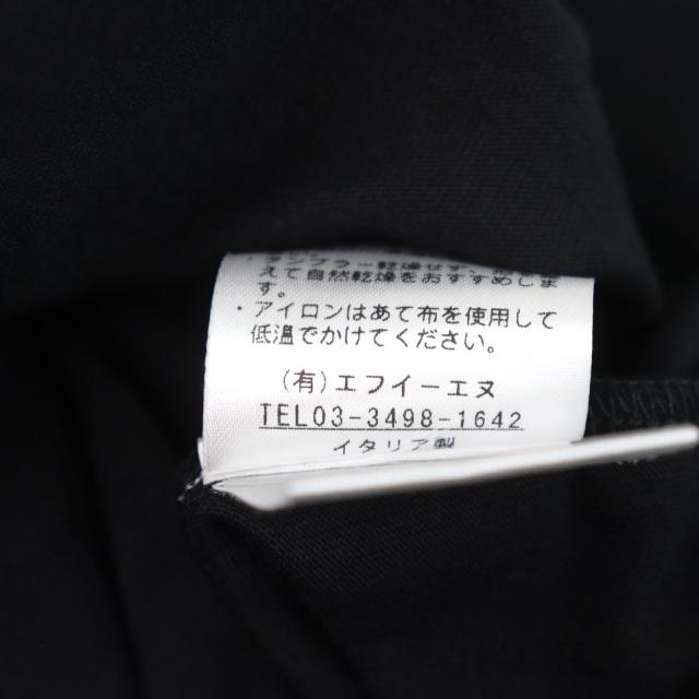 未使用品○ANTICIPO アンティーチポ INZOLIA インツォリア ロゴタグ付き スムースコットン Vネック リブ切替 半袖Ｔシャツ 黒 44 正規品_8