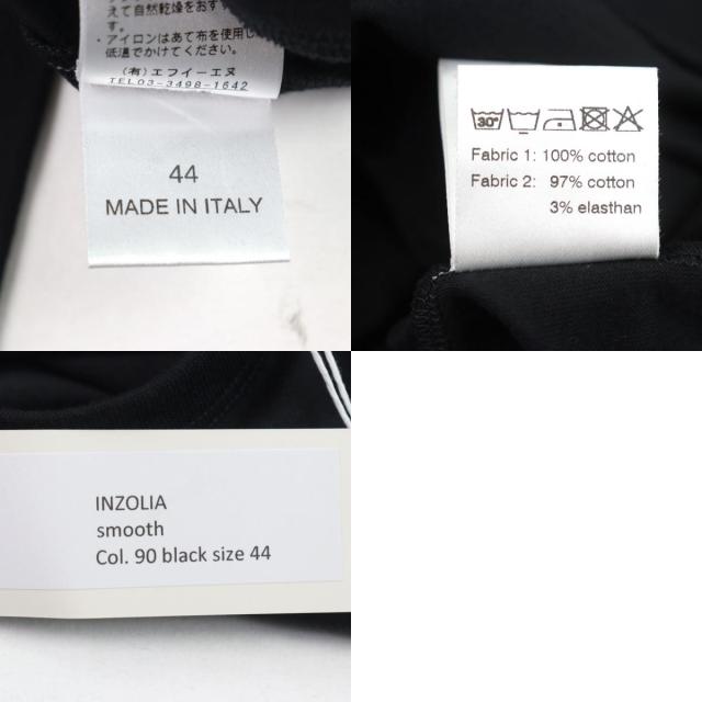未使用品○ANTICIPO アンティーチポ INZOLIA インツォリア ロゴタグ付き スムースコットン Vネック リブ切替 半袖Ｔシャツ 黒 44 正規品_9