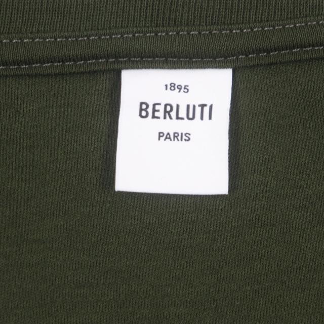 極美品▼BERLUTI ベルルッティ R18JRS50JAEK ロゴデザイン ショートスリーブ 半袖Ｔシャツ グリーン XXL イタリア製 正規品 メンズ_4