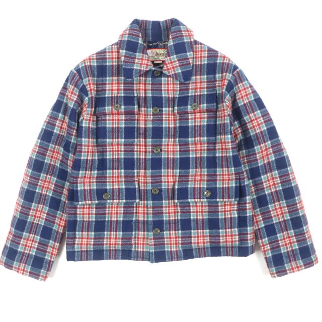 極美品▼GUCCI グッチ 22SS 683264 GUCCI TIGER キルティングチェック柄 バックロゴワッペン ジャケット 46 ハンガー付き 正規品 メンズ