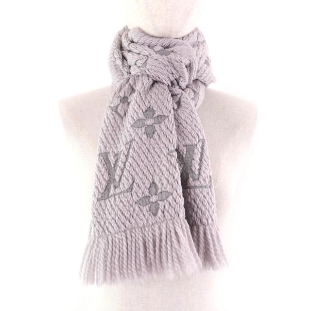 ルイヴィトン エシャルプ ロゴマニア マフラー グリペルル グレー M74742