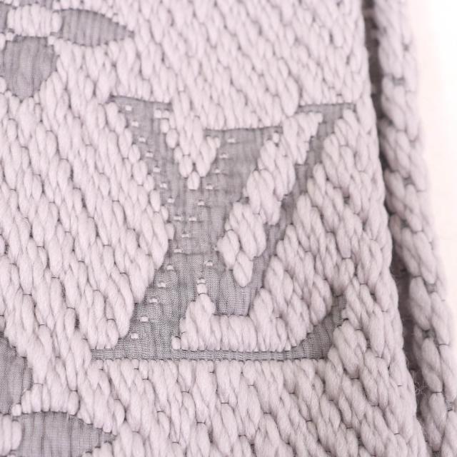 美品ルイヴィトンマフラー フリンジ付きエシャルプロゴグレーシルク混