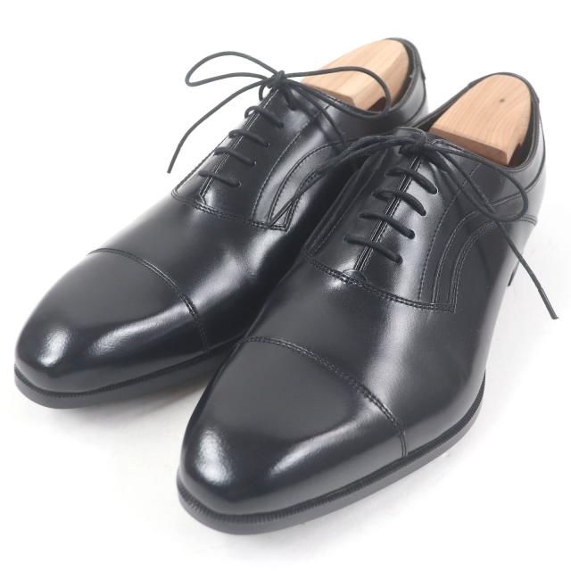 未使用品□REGAL リーガル レザー キャップトゥ ストレートチップ レースアップ ドレスシューズ ブラック 25cm 箱付き 日本製 メンズ