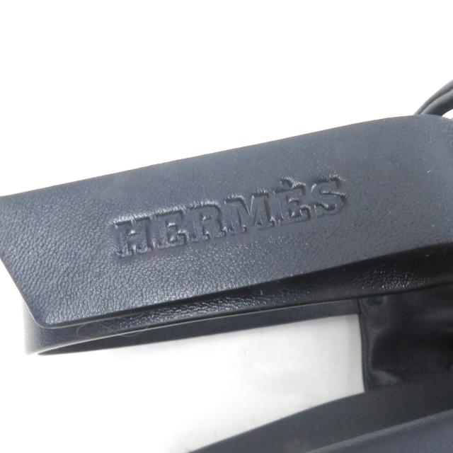 美品□HERMES エルメス 2023年製 エレクトリック レザー ストラップ サンダル 　ネイビー 42 箱・保存袋付き イタリア製 メンズ オススメ_5