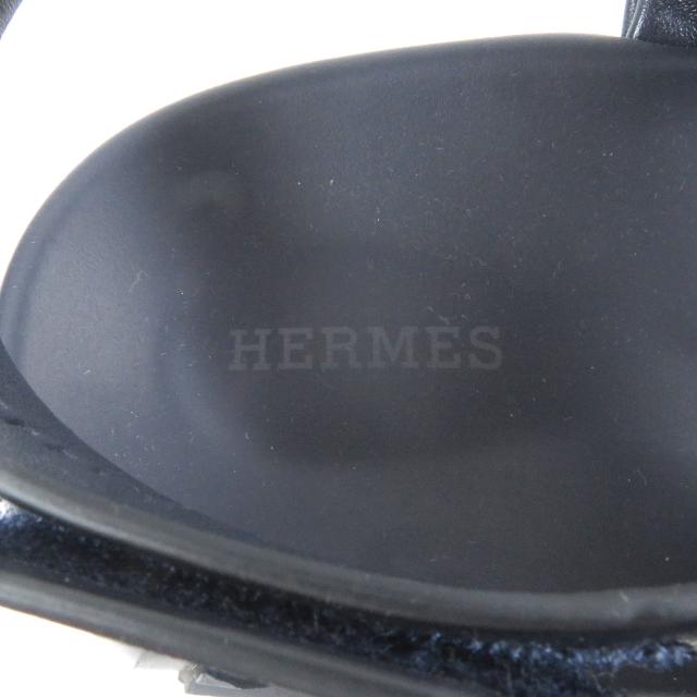 美品□HERMES エルメス 2023年製 エレクトリック レザー ストラップ サンダル 　ネイビー 42 箱・保存袋付き イタリア製 メンズ オススメ_6