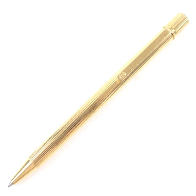 良品▼Cartier カルティエ マスト ドゥ カルティエ ストライプ柄 ツイスト式 ボールペン ゴールド フランス製 メンズ 筆記確認済み