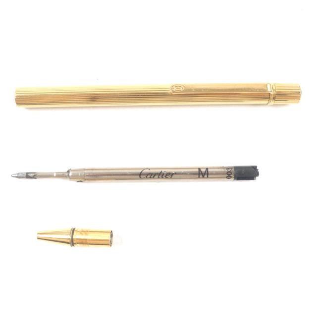 良品▼Cartier カルティエ マスト ドゥ カルティエ ストライプ柄 ツイスト式 ボールペン ゴールド フランス製 メンズ 筆記確認済み_2