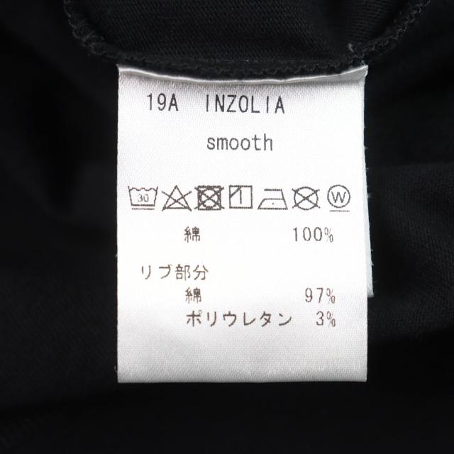 未使用品○ANTICIPO アンティーチポ INZOLIA インツォリア ロゴタグ付き スムースコットン Vネック リブ切替 半袖Ｔシャツ 黒 44 正規品_7