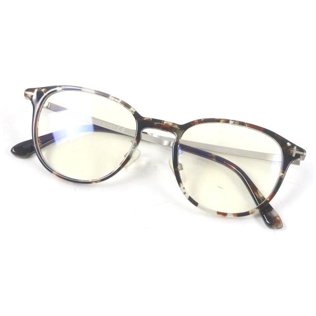 極美品□TOM FORD トムフォード TF5593 マーブル ブルーライトカット メガネ アイウェア ブラウン 51□20-145 デモレンズ イタリア製