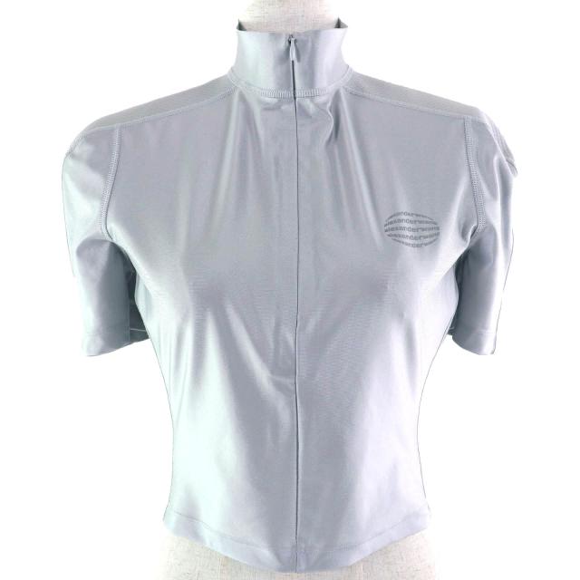 極美品△Alexander Wang アレキサンダーワン 1CC1231753 ハーフジップトップ 半袖 ラッシュガード トップス シルバーフォックス M