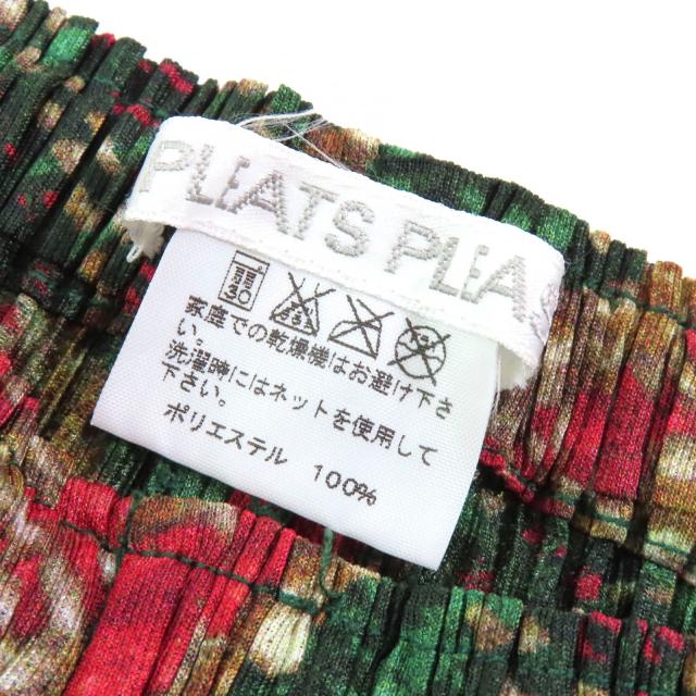 極美品△PLEATS PLEASE プリーツプリーズ イッセイミヤケ PP53-JF904 総柄 ロング パンツ グリーン レッド ブラウン系 1 日本製 正規品_6