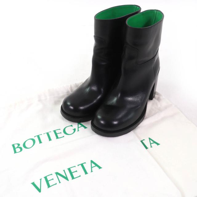 美品△BOTTEGAVENETA ボッテガヴェネタ 716214 Cavallo レザー アンクルブーツ ショートブーツ チャンキーヒール ブラック 37 袋付 伊製 美品△BOTTEGAVENETA ボッテガヴェネタ 716214 Cavallo レザー