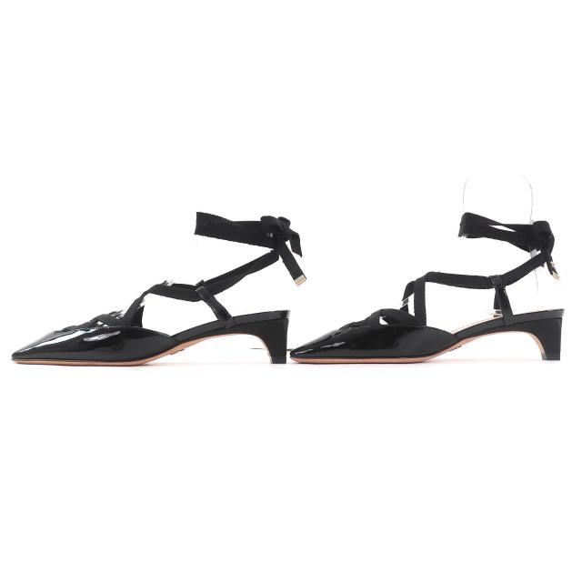未使用品△Christian Dior クリスチャンディオール D-ENVOL パテントレザー スクエアトゥ レースアップ パンプス ブラック 36 箱・袋付き_2