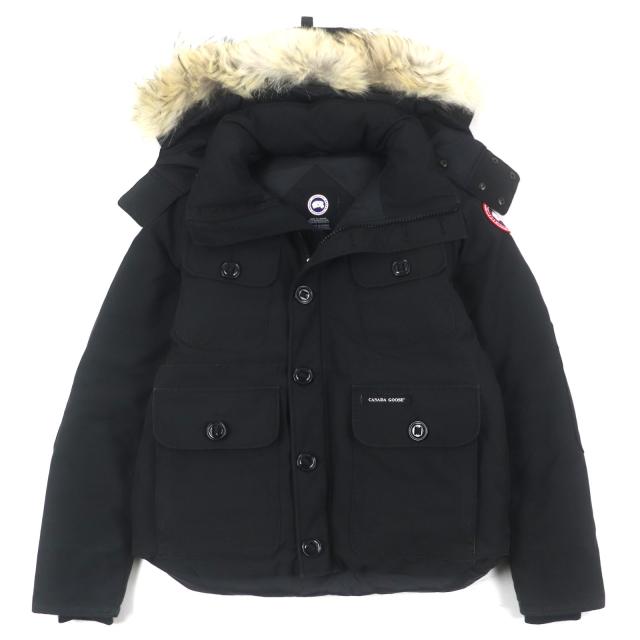 良品▼CANADA GOOSE カナダグース 2301JM RUSSELLPARKA ファー・フード・ワッペン付 WZIPUP ダウンジャケット ブラック L 正規品 メンズ