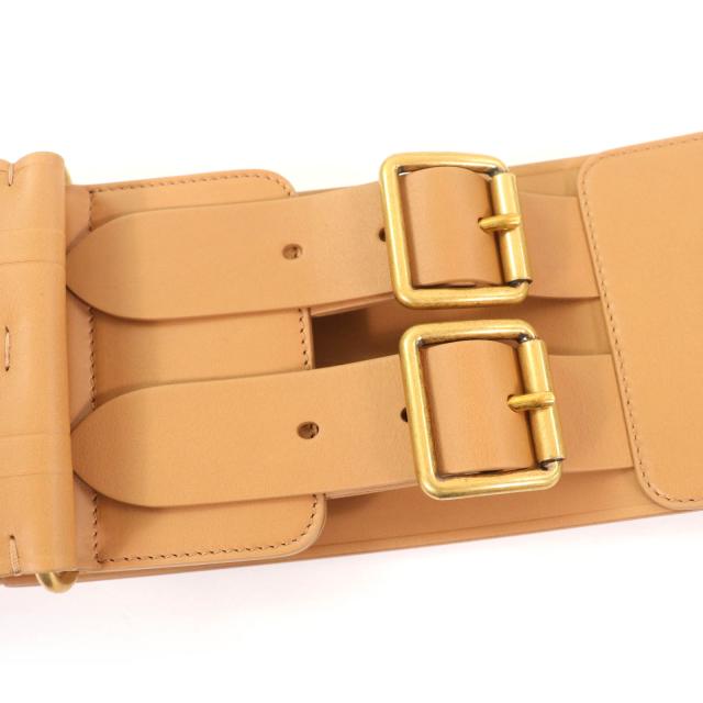極美品☆Christian Dior クリスチャンディオール B0098CMIV D-WAIST マキシ レザー ダブルゴールドバックル ベルト ブラウン 70_4