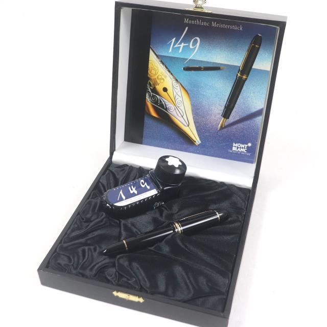 極美品□MONTBLANC モンブラン マイスターシュテュック 149 ペン先18K Fニブ キャップ式 万年筆 ブラック ゴールド 箱付き ドイツ製_1