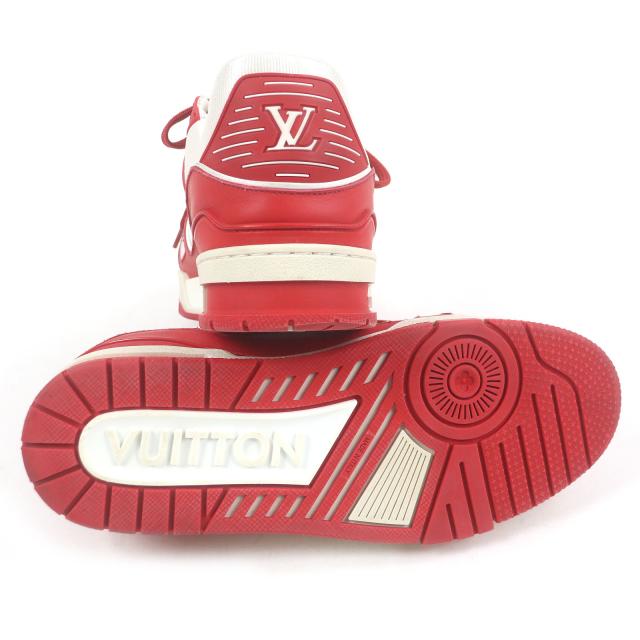 美品□LOUIS VUITTON ルイヴィトン U2 ボノ 2021年製 1A8PJW LV トレイナーライン レザー ローカットスニーカー レッド 7 イタリア製_4