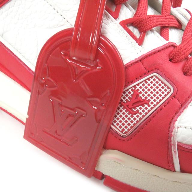 美品□LOUIS VUITTON ルイヴィトン U2 ボノ 2021年製 1A8PJW LV トレイナーライン レザー ローカットスニーカー レッド 7 イタリア製_6
