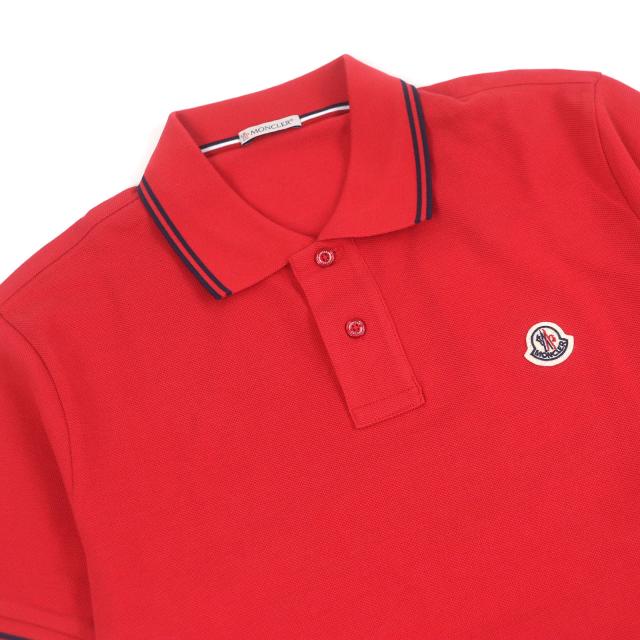 MONCLER モンクレール 半袖ポロシャツ レッド 赤 ロゴ刺繍 ゴルフウェア