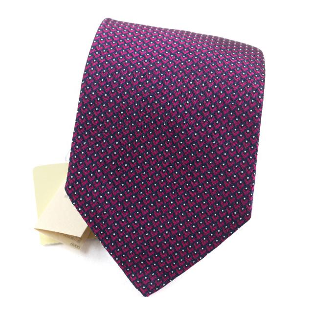 未使用品○HERMES エルメス 659122T CRAVATE クラヴァット シルク100% 総柄 ハート刺繍 裏地Hロゴ ネクタイ パープル系 箱付き メンズ