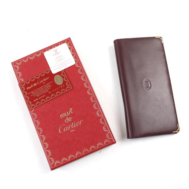 Cartier 赤 レザー 長財布 箱付き Cartier レッドレザー 長財布 箱付き