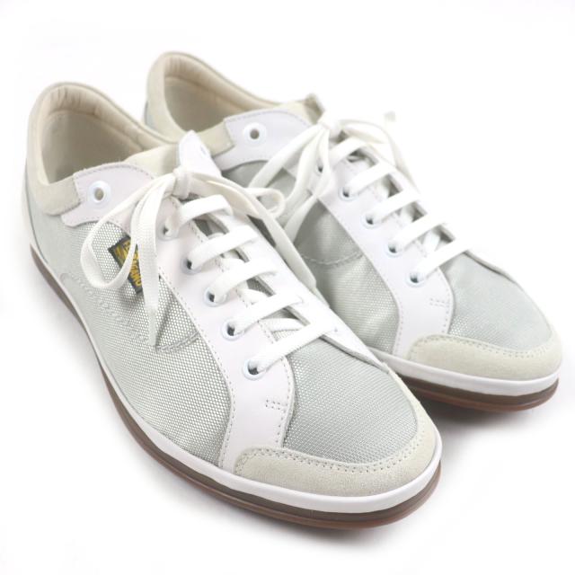 極美品▼Salvatore Ferragamo サルヴァトーレフェラガモ レザー切替 ローカットスニーカー グレー 8 箱・保存袋付き イタリア製 メンズ_2