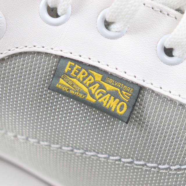 極美品▼Salvatore Ferragamo サルヴァトーレフェラガモ レザー切替 ローカットスニーカー グレー 8 箱・保存袋付き イタリア製 メンズ_6