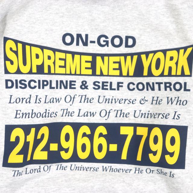 極美品▼Supreme シュプリーム 24AW On God Hooded Sweatshirt プリント 裏起毛 プルオーバー フーディ パーカー グレー M 正規品 メンズ_4