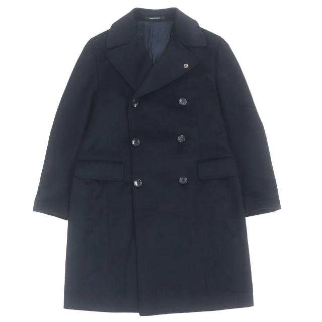 <美品>TAGLIATORE ブラック ウール ダブル チェスターコート 46 美品>TAGLIATORE ブラック ウール ダブル チェスターコート 46