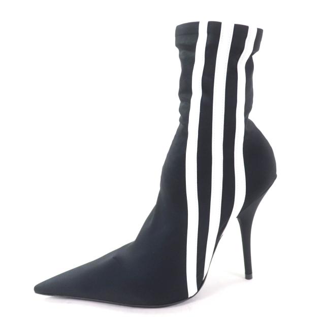 極美品★BALENCIAGA×adidas バレンシアガ×アディダス サイドライン ポインテッドトゥ ピンヒール ナイフ ソックスブーツ 35 箱・保存袋付 極美品☆BALENCIAGA×adidas バレンシアガ×アディダス サイドライン