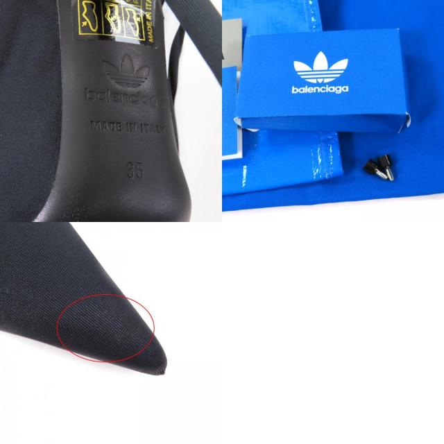 極美品★BALENCIAGA×adidas バレンシアガ×アディダス サイドライン ポインテッドトゥ ピンヒール ナイフ ソックスブーツ 35 箱・保存袋付 極美品☆BALENCIAGA×adidas バレンシアガ×アディダス サイドライン