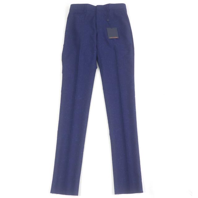未使用品□LOUIS VUITTON ルイヴィトン 織柄 21AW シングル スラックス トラウザーズパンツ ネイビー 36 イタリア製 正規品 メンズ