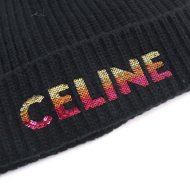 未使用品 セリーヌ CELINE タグ付き CABLE-KNIT TRIOMPHE BEANIE IN