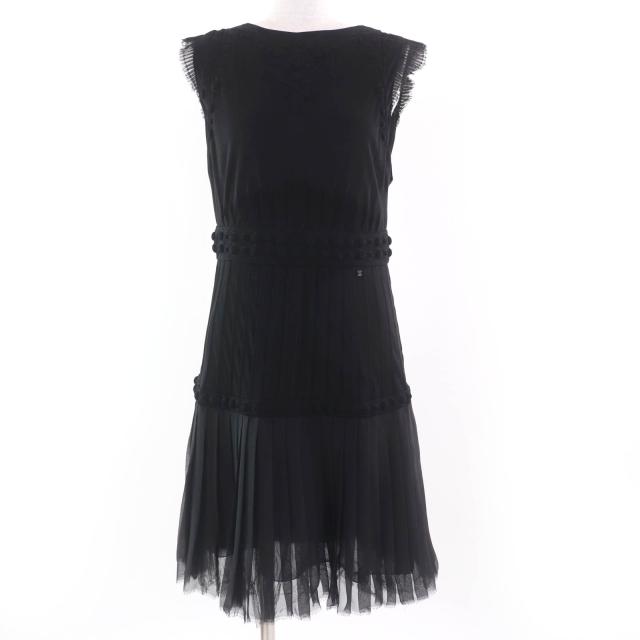 極美品☆CHANEL シャネル ヴィンテージ 07A P31259W03945 Little Black Dress リトルブラック シルク使い ココマーク ワンピース 黒　40
