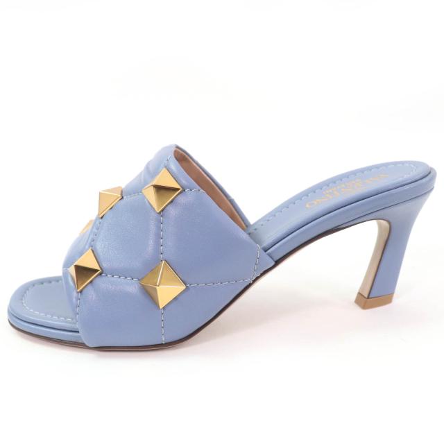 未使用品☆Valentino Garavani ヴァレンティノガラヴァーニ WW2S0BK3 ロックスタッズ レザー サンダル ブルー系 ゴールド金具 36 未使用品☆Valentino Garavani ヴァレンティノガラヴァーニ WW2S0BK3