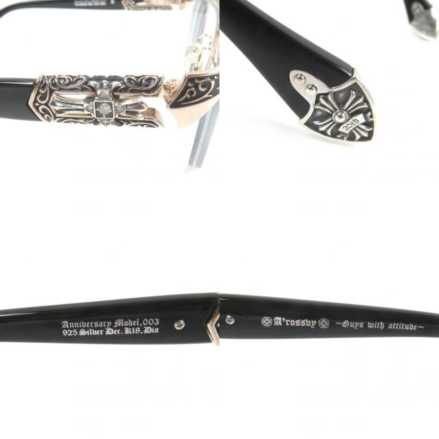 極美品□Arossby ロズビー Anniversary 003 SV925 K18 65/100 ハーフリム メガネ 眼鏡 ブラック 度入り 日本製 重量55.89g 定価132000円 極美品□Arossby ロズビー Anniversary 003 SV925 K18 65/100