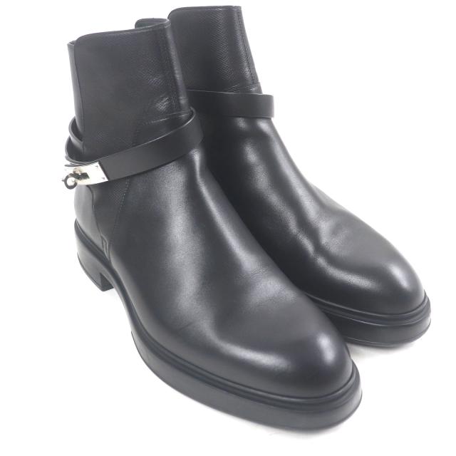 HERMESエルメスVEO ヴェオアンクルブーツシルバー金具37