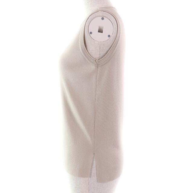 極美品★FOXEY フォクシー 2022年製 42969 Summer Delight サマーディライト ロゴ入り クルーネック ノースリーブ ニット ベージュ 38 極美品☆FOXEY フォクシー 2022年製 42969 Summer Delight サマーディ