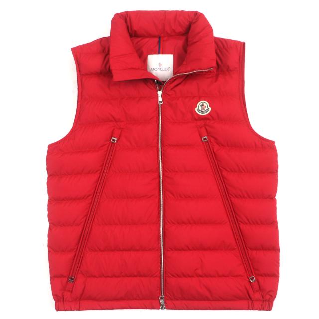 極美品▼MONCLER モンクレール 2022年製 ALBYT アルビート ワッペン付き フード入り WZIPUP ダウンベスト レッド 2 正規品 メンズ