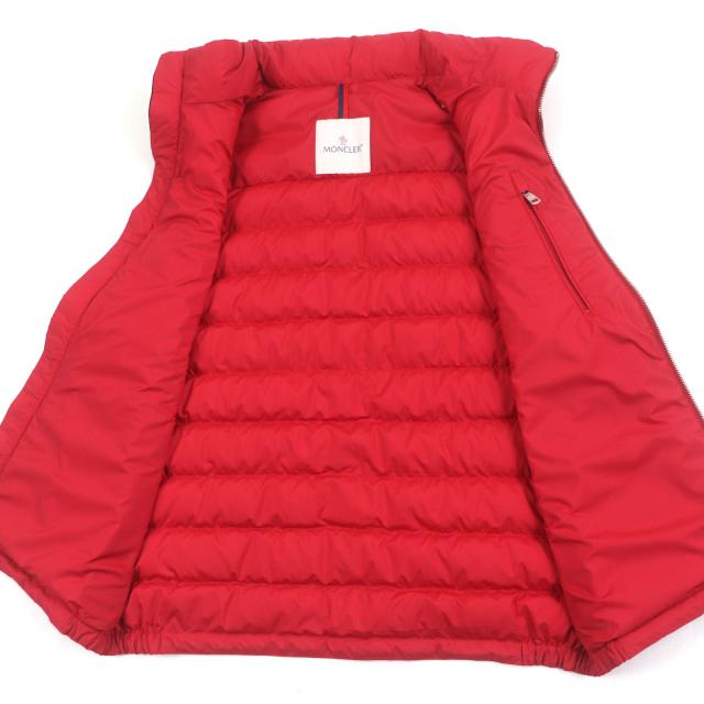 極美品▼MONCLER モンクレール 2022年製 ALBYT アルビート ワッペン付き フード入り WZIPUP ダウンベスト レッド 2 正規品 メンズ 極美品▽MONCLER モンクレール 2022年製 ALBYT アルビート ワッペン