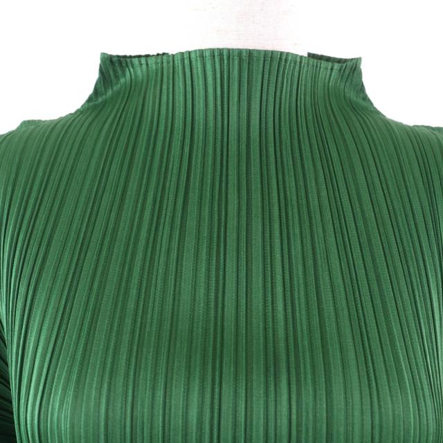 極美品☆PLEATS PLEASE プリーツプリーズ イッセイミヤケ 24SS PP41-JT122 長袖 ワンピース グリーン 3 日本製 正規品 レディース_3