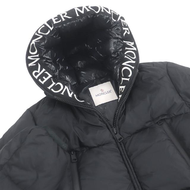 美品□MONCLER モンクレール 2021年製 MONTCLA モンクラ ロゴ刺繍 フーデッド WZIP ダウンジャケット ブラック 0 正規品 メンズオススメ_1