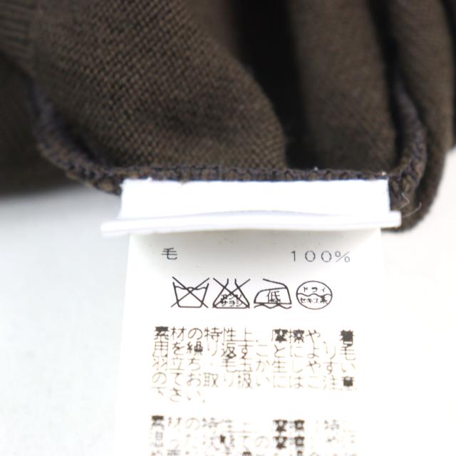 美品○HERMES エルメス ウール100% Vネック バイカラー ショルダーボーダー柄 ニット カーキグリーン系 XL イタリア製 正規品 メンズ_7