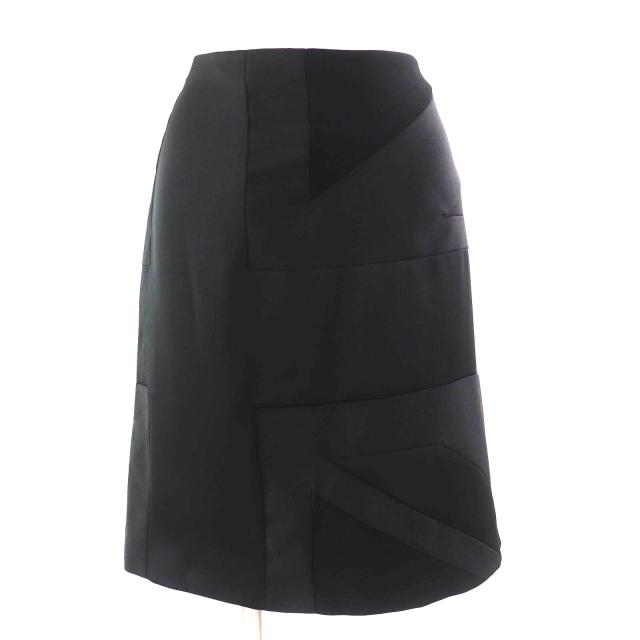 未使用品△BURBERRY バーバリー 8046842 モヘア ウール ユニオンジャック アシンメトリー スカート ブラック 38 伊製 正規品 レディース