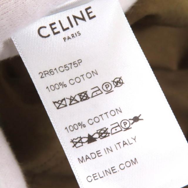 極美品△CELINE セリーヌ 2R61C575P ロゴボタン コットンツイル サファリドレス 半袖 シャツ ワンピース オリーブ 36 イタリア製 正規品_7